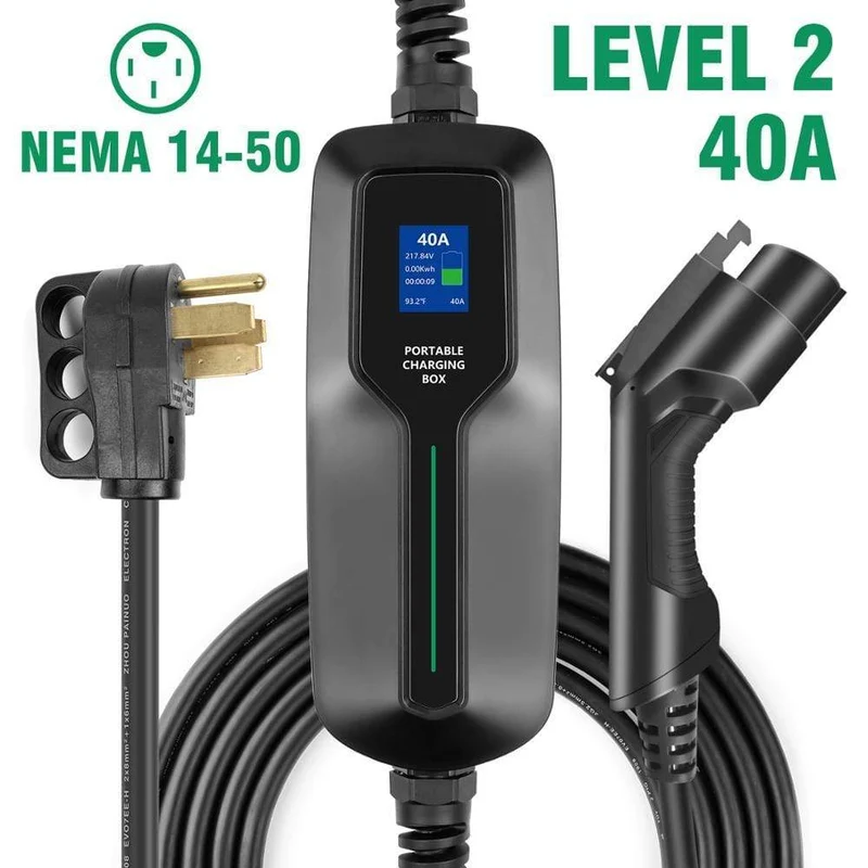 Typ 1 EV-Ladegerät 40 A SAE J1772 Tragbare EVSE-Ladebox mit 7.6 m Kabel für Nissan für Ford Elektrofahrzeug Level 2 Ladegerät