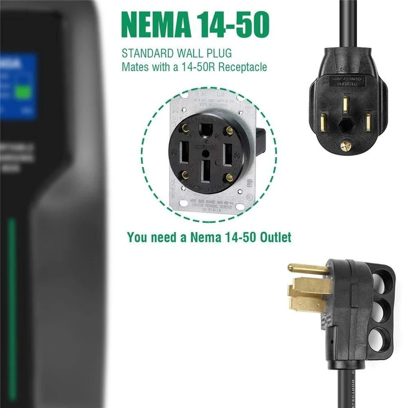 Typ 1 EV-Ladegerät 40 A SAE J1772 Tragbare EVSE-Ladebox mit 7.6 m Kabel für Nissan für Ford Elektrofahrzeug Level 2 Ladegerät