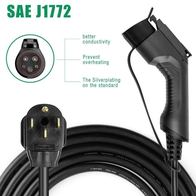 Typ 1 EV-Ladegerät 40 A SAE J1772 Tragbare EVSE-Ladebox mit 7.6 m Kabel für Nissan für Ford Elektrofahrzeug Level 2 Ladegerät