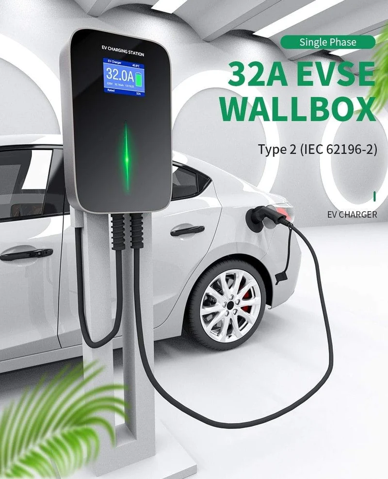 32A 1Phase EVSE Wallbox EV Ladegerät Elektrische Fahrzeug Ladestation mit Typ 2 Kabel IEC 62196-2 Wasserdicht für Audi Für Benz