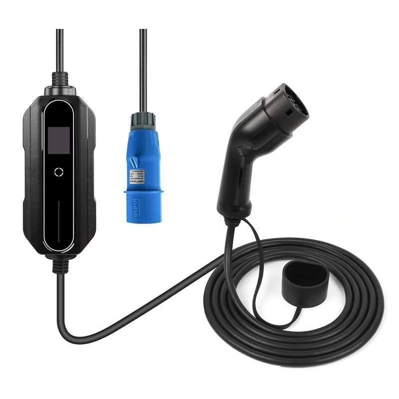Typ 2 EV-Ladegerät, 32 Ampere, tragbares Ladegerät für Elektrofahrzeuge, CEE-Stecker, 220 V-240 V Autoladekabel, IEC 62196-2