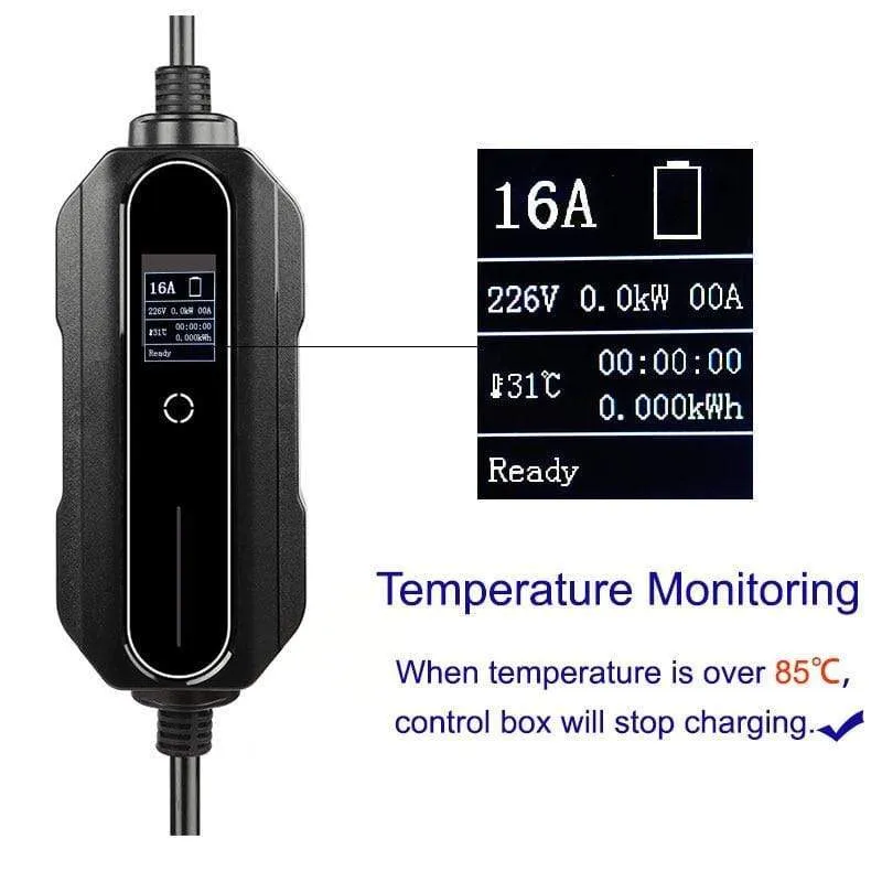 Typ 2 EV-Ladegerät, 32 Ampere, tragbares Ladegerät für Elektrofahrzeuge, CEE-Stecker, 220 V-240 V Autoladekabel, IEC 62196-2