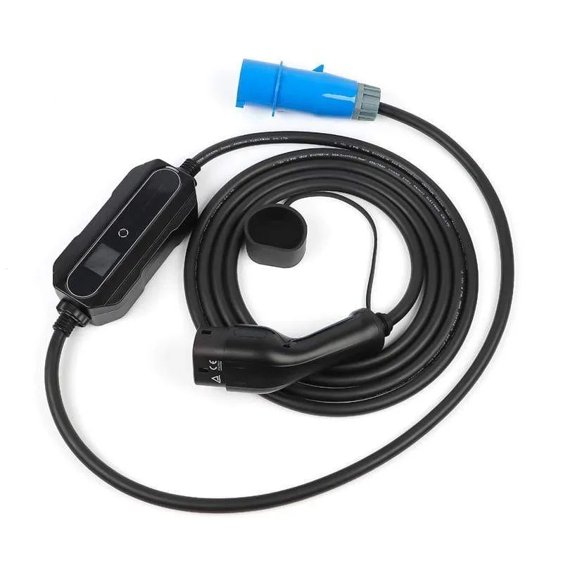 Typ 2 EV-Ladegerät, 32 Ampere, tragbares Ladegerät für Elektrofahrzeuge, CEE-Stecker, 220 V-240 V Autoladekabel, IEC 62196-2