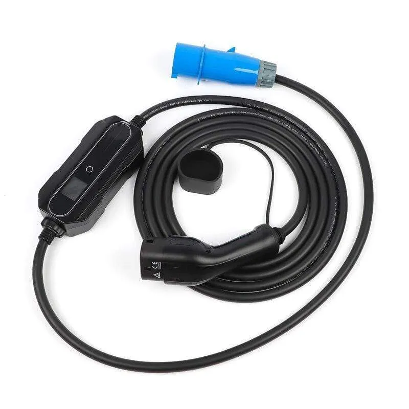 Typ 2 EV-Ladegerät, 32 Ampere, tragbares Ladegerät für Elektrofahrzeuge, CEE-Stecker, 220 V-240 V Autoladekabel, IEC 62196-2