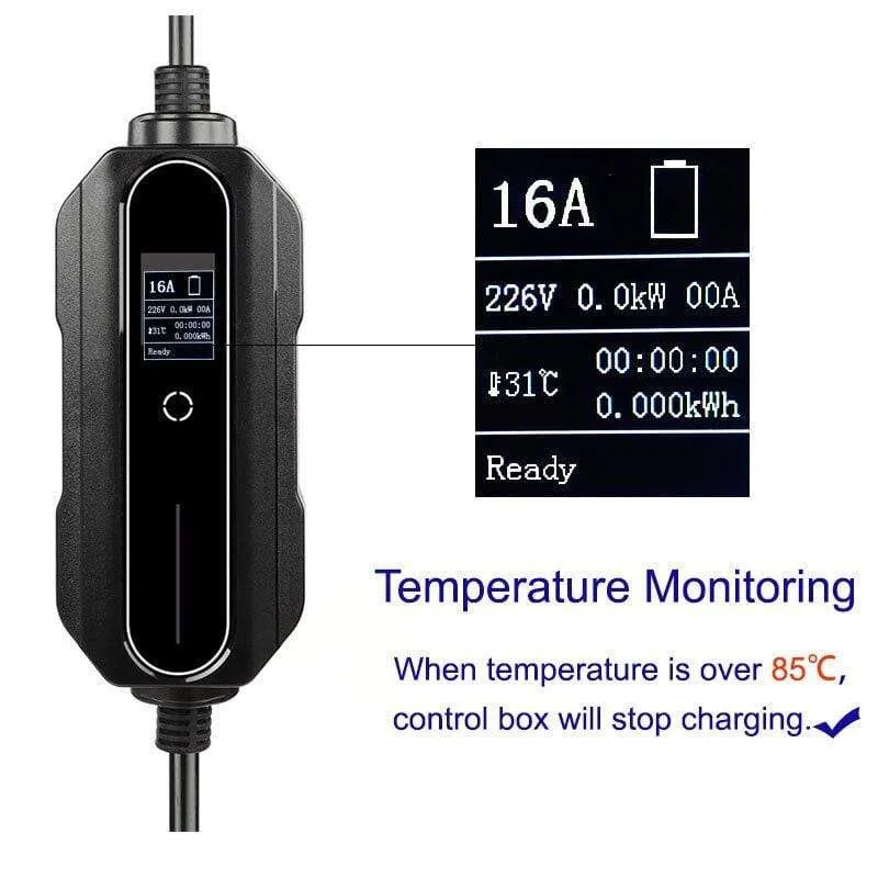 Typ 2 EV-Ladegerät, 32 Ampere, tragbares Ladegerät für Elektrofahrzeuge, CEE-Stecker, 220 V-240 V Autoladekabel, IEC 62196-2