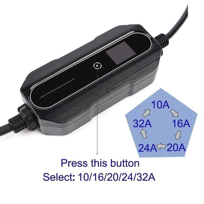 Typ 2 EV-Ladegerät, 32 Ampere, tragbares Ladegerät für Elektrofahrzeuge, CEE-Stecker, 220 V-240 V Autoladekabel, IEC 62196-2