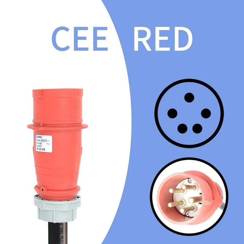 11 kW Ev-Ladegerät Typ 2, 3 Phasen, 16 A, IEC 62196-2, CEE-Stecker, tragbares Elektrofahrzeug-Autoladegerät, EVSE-Ladestation, Evse-Ladegerät