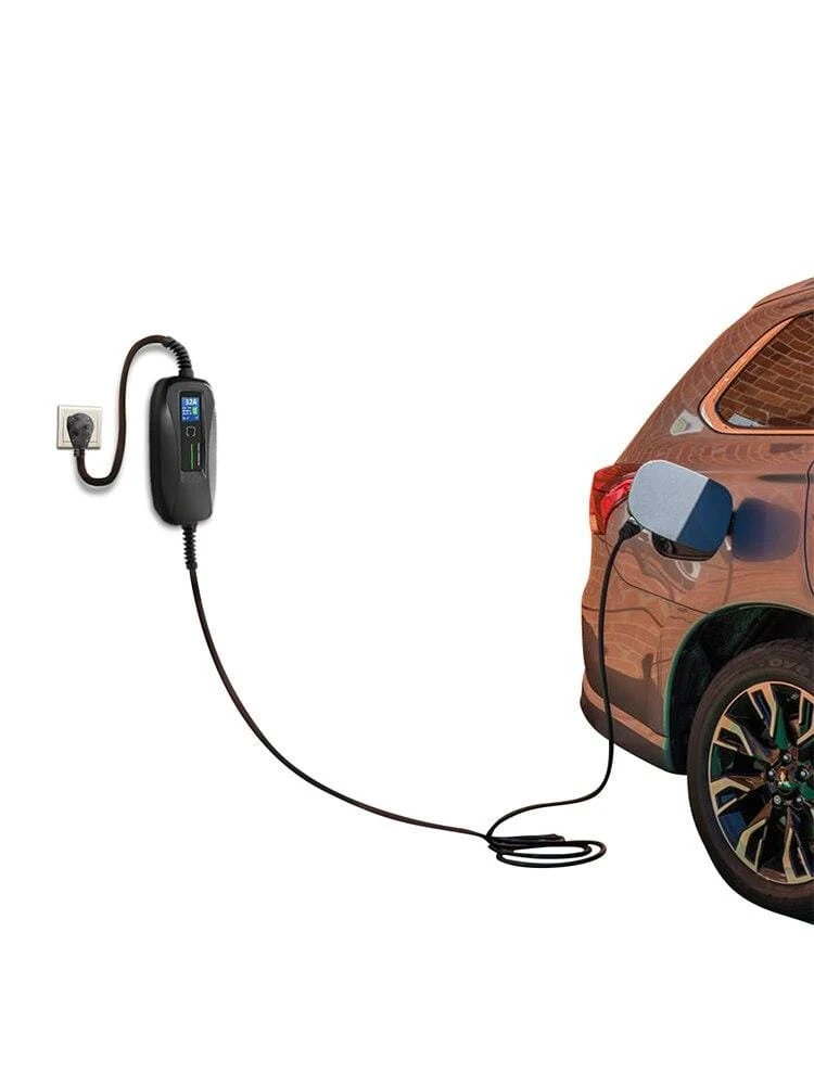 Typ 2 EV-Ladegerät Stufe 2 Tragbares 32-Ampere-Elektrofahrzeugladegerät, CEE-Stecker 220V-240V Kfz-Ladekabel, IEC 62196-2
