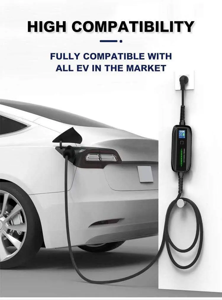 Morec Typ 2 Tragbare EV-Ladebox Kabel umschaltbar 10/16A Schukostecker Elektrofahrzeug Autoladegerät EVSE 2.2/3.6 KW