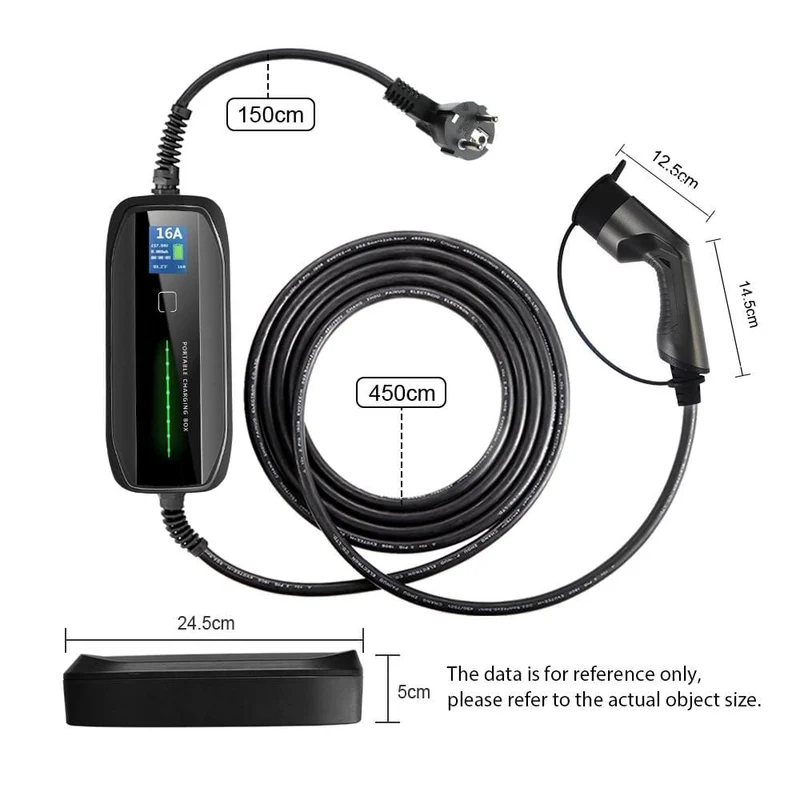 Morec Typ 2 Tragbare EV-Ladebox Kabel umschaltbar 10/16A Schukostecker Elektrofahrzeug Autoladegerät EVSE 2.2/3.6 KW