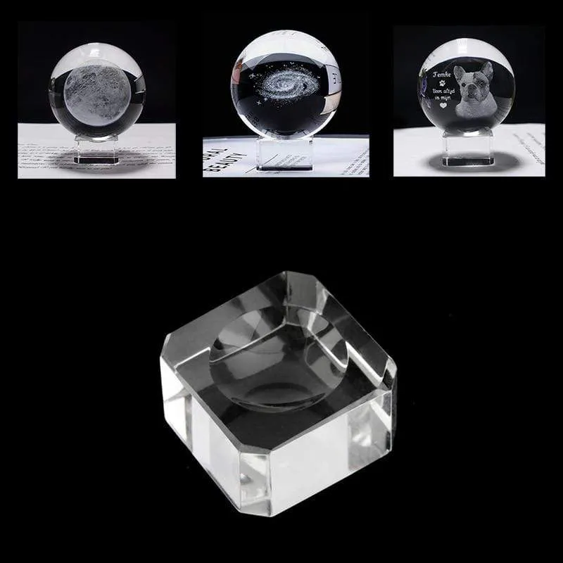 Einfache transparente Kristall-Display mit quadratischer Basis, Tischhalter, Ständer, Heimdekor, Ornament, Glaskugel-Halterung