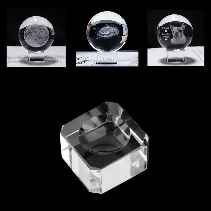 Einfache transparente Kristall-Display mit quadratischer Basis, Tischhalter, Ständer, Heimdekor, Ornament, Glaskugel-Halterung