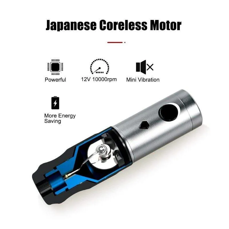 Drahtlose Tattoo-Stift-Maschine Japanischer Coreless Motor 2 Akku-Pack Tattoo Supplies