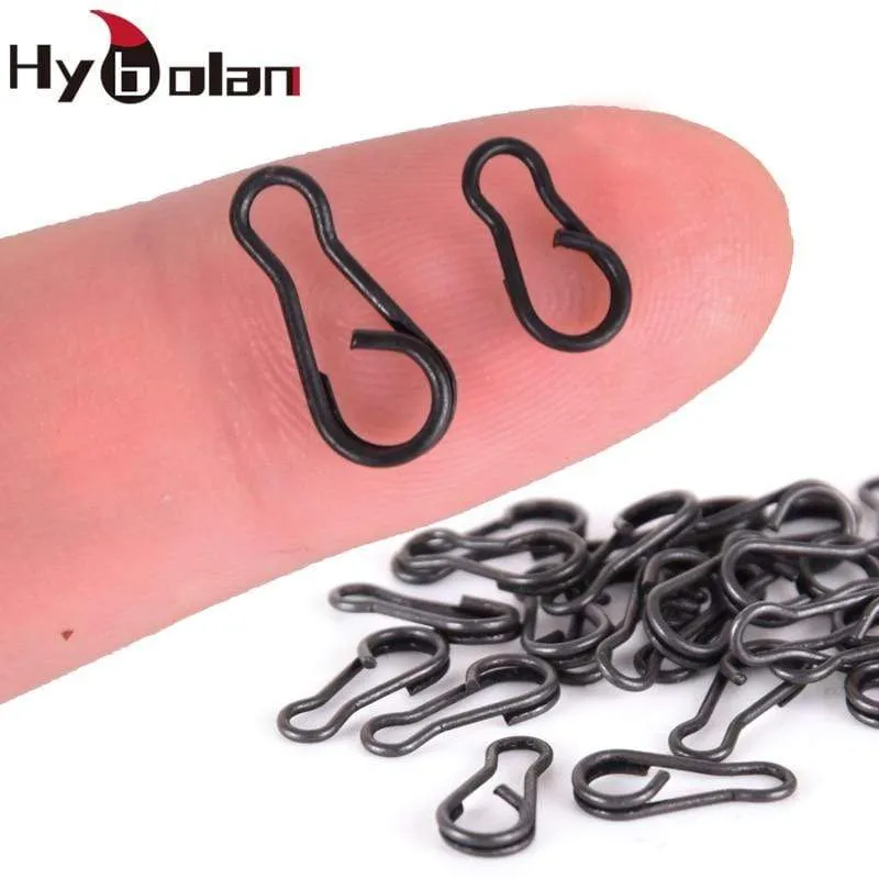 50pcs Angeln Snap Clips Quick Connector Change Carp Fishing Terminal Tackle Link mattschwarz für Carp Rig Zubehör