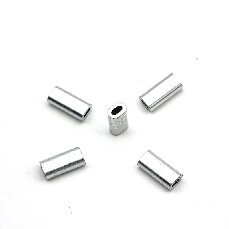 50 teile/los Weiß Oval Aluminium Angelröhrchen Angeldraht Rohr Crimphülsen Stecker Angelschnur Zubehör Aluminium