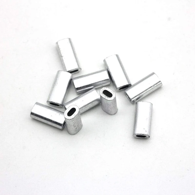 50 teile/los Weiß Oval Aluminium Angelröhrchen Angeldraht Rohr Crimphülsen Stecker Angelschnur Zubehör Aluminium