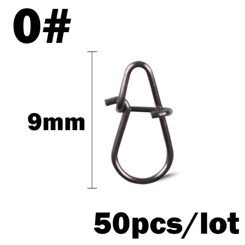 50 Teile/los Edelstahl Haken Schnelle Clip Lock Snap Swivel Angeln Solide Ringe Sicherheits Snaps Angelhaken Connector Angelgerät