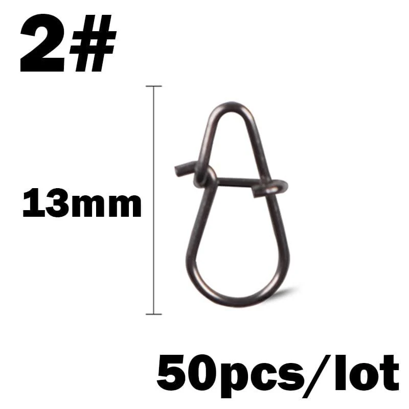 50 Teile/los Edelstahl Haken Schnelle Clip Lock Snap Swivel Angeln Solide Ringe Sicherheits Snaps Angelhaken Connector Angelgerät