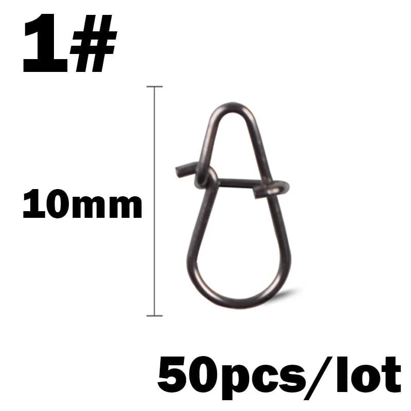 50 Teile/los Edelstahl Haken Schnelle Clip Lock Snap Swivel Angeln Solide Ringe Sicherheits Snaps Angelhaken Connector Angelgerät