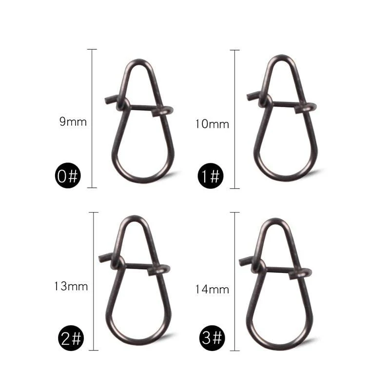 50 Teile/los Edelstahl Haken Schnelle Clip Lock Snap Swivel Angeln Solide Ringe Sicherheits Snaps Angelhaken Connector Angelgerät