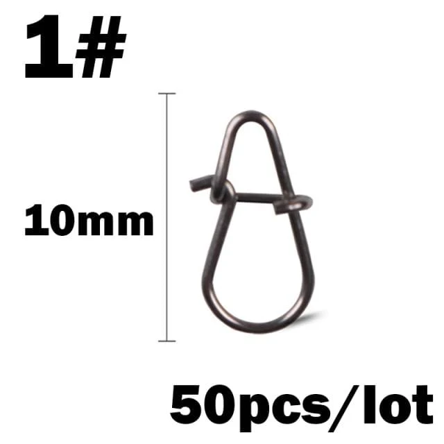 50 Teile/los Edelstahl Haken Schnelle Clip Lock Snap Swivel Angeln Solide Ringe Sicherheits Snaps Angelhaken Connector Angelgerät