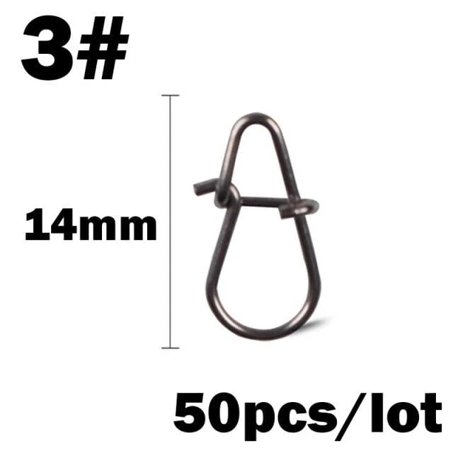 50 Teile/los Edelstahl Haken Schnelle Clip Lock Snap Swivel Angeln Solide Ringe Sicherheits Snaps Angelhaken Connector Angelgerät