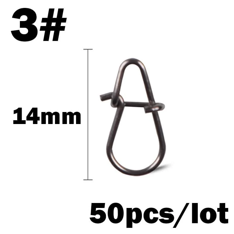50 Teile/los Edelstahl Haken Schnelle Clip Lock Snap Swivel Angeln Solide Ringe Sicherheits Snaps Angelhaken Connector Angelgerät