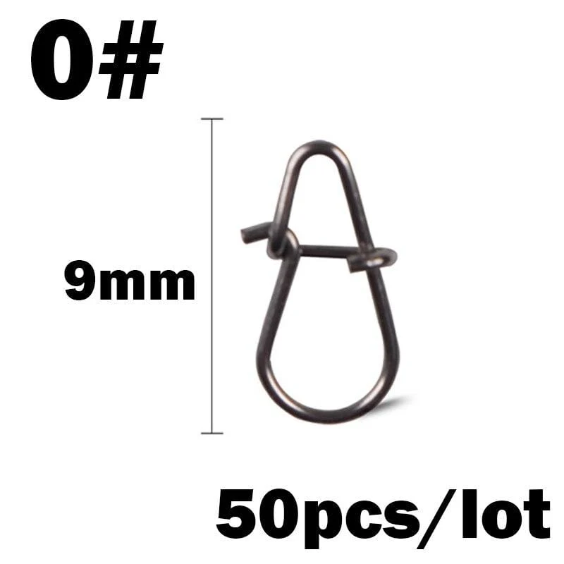 50 Teile/los Edelstahl Haken Schnelle Clip Lock Snap Swivel Angeln Solide Ringe Sicherheits Snaps Angelhaken Connector Angelgerät