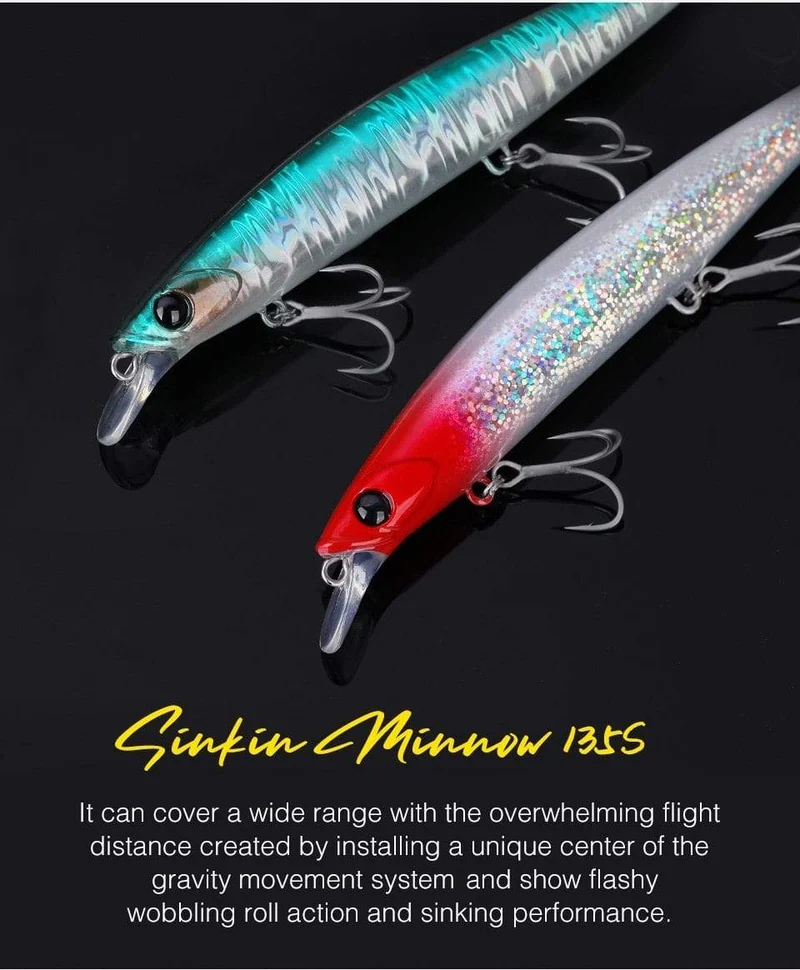 Ultra Long Casting 135S Salzwasser sinkender Elritze BAYONET 135mm 26.4g Tungaten Gewicht Angelköder Wolfsbarsch Harter Köder