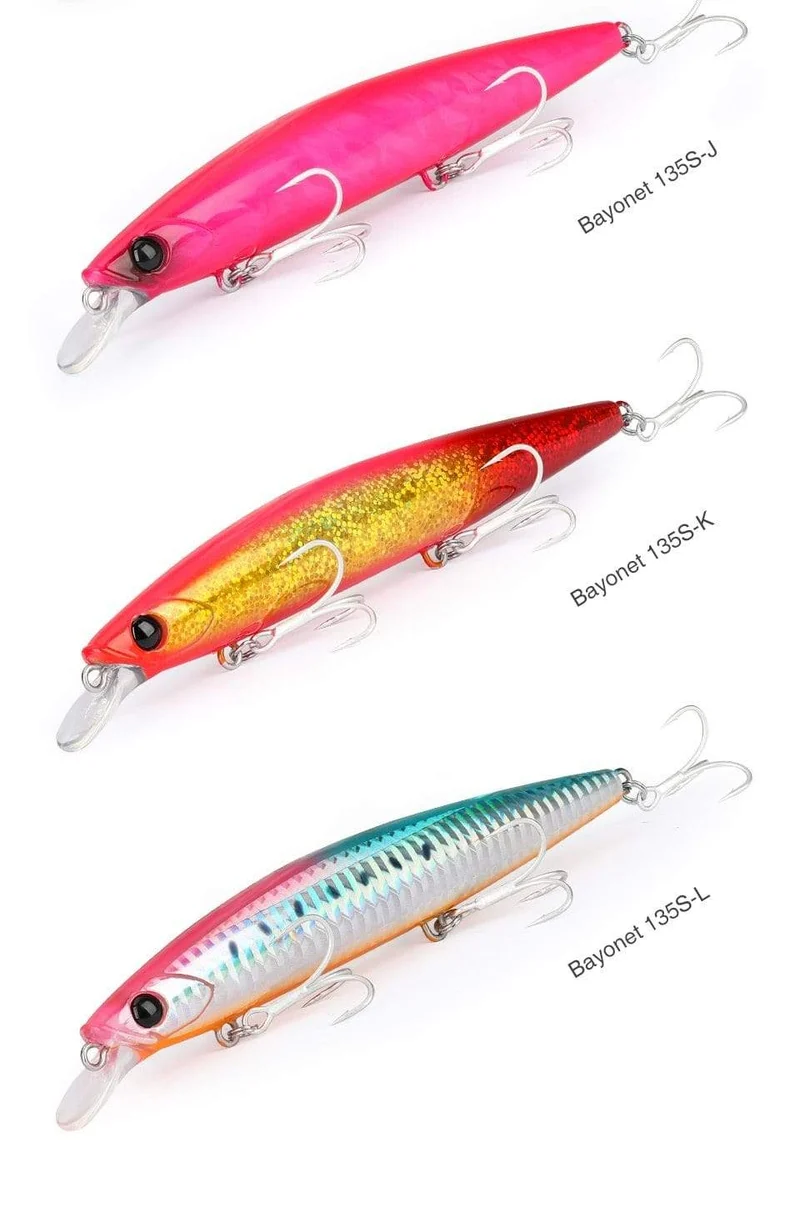 Ultra Long Casting 135S Salzwasser sinkender Elritze BAYONET 135mm 26.4g Tungaten Gewicht Angelköder Wolfsbarsch Harter Köder