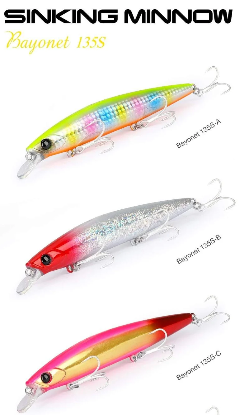 Ultra Long Casting 135S Salzwasser sinkender Elritze BAYONET 135mm 26.4g Tungaten Gewicht Angelköder Wolfsbarsch Harter Köder