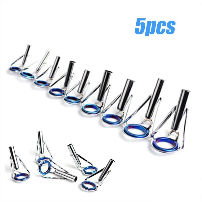 5Pcs 1-9 # Oval Eye Keramikring Angelrutenführung O-Ring Edelstahlspitze Reparatursatz Tackle Box Teile Kreis Zubehör