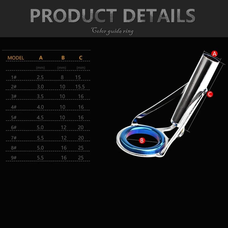 5Pcs 1-9 # Oval Eye Keramikring Angelrutenführung O-Ring Edelstahlspitze Reparatursatz Tackle Box Teile Kreis Zubehör