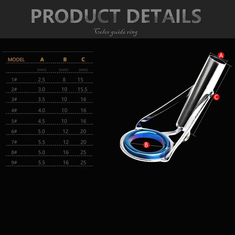 5Pcs 1-9 # Oval Eye Keramikring Angelrutenführung O-Ring Edelstahlspitze Reparatursatz Tackle Box Teile Kreis Zubehör
