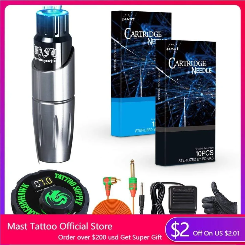 Dragonhawk Mast Tour Tattoo Rotary Pen Tattoo Kit Maschinenset Kit Motor Rotary Pen Power Nadeln