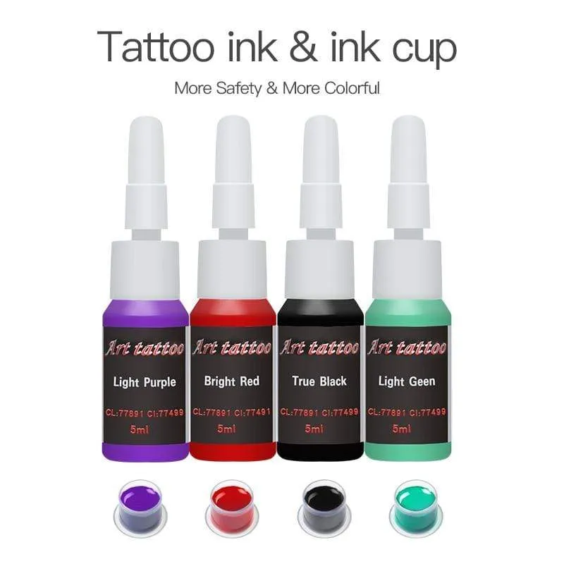Tattoo-Set für Anfänger mit heiß verkaufter US-Markentinte, einer Maschine, komplettem Netzteil, Dragonhawk Art Pigment