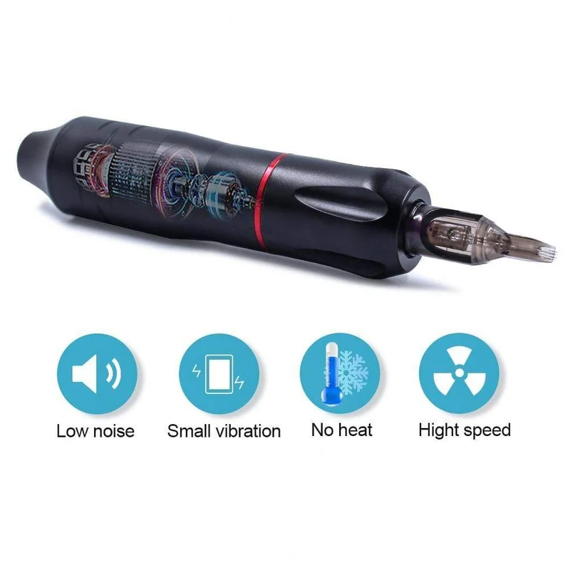 Tattoo Maschine Kit Tattoo Netzteil Rotary Stift mit Patronen Nadeln für Permanent Make-Up Augenbrauen Microblading