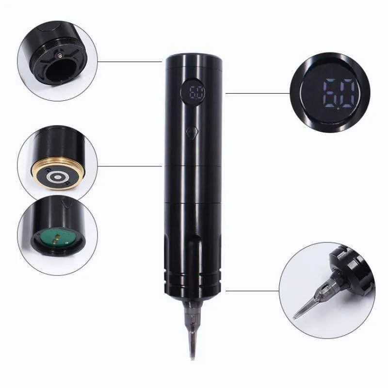 Neue Spannungsanpassung des Schwerkraftsensors Drahtloser Tattoo-Stift-Maschinenakku mit tragbarem bürstenlosem Motor Digitales LED-Display