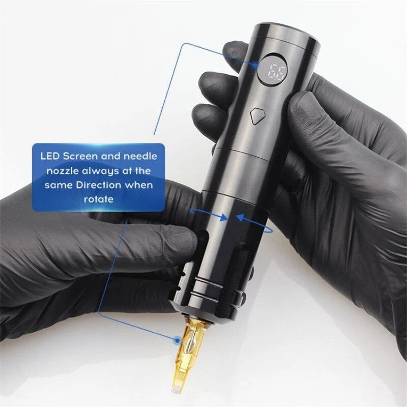 Neue Spannungsanpassung des Schwerkraftsensors Drahtloser Tattoo-Stift-Maschinenakku mit tragbarem bürstenlosem Motor Digitales LED-Display