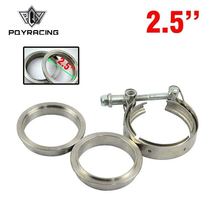 PQY – Neuer 2.5-Zoll-V-Band-Klemmflanschsatz (Edelstahl 201) für Turbo-Auspuff-Fallrohr PQY5231