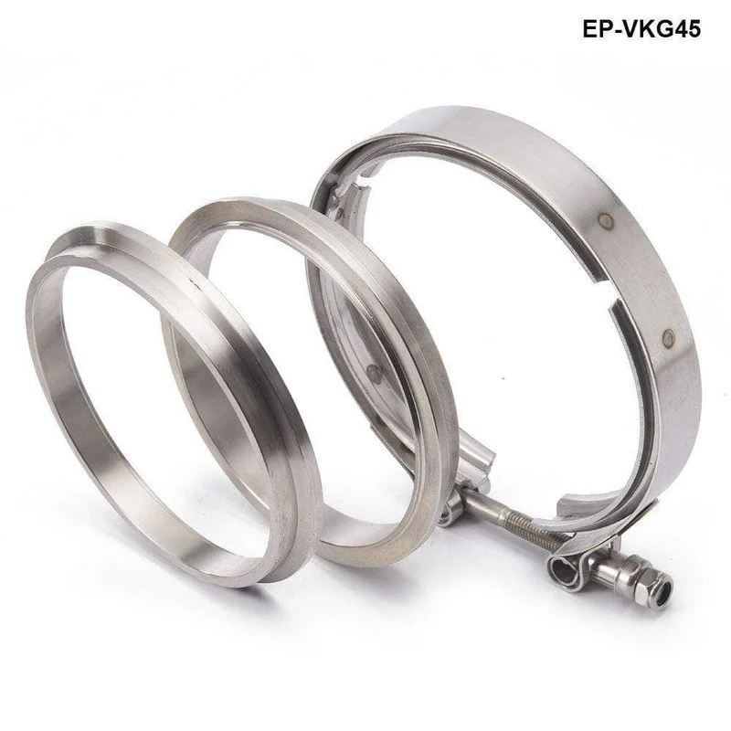 Rennwagen-T304-Edelstahl-V-Band-Klemmflanschbaugruppe für Abgas-Turbo-Wastegate-Rohr mit 4.5 Zoll Außendurchmesser EP-VKG45