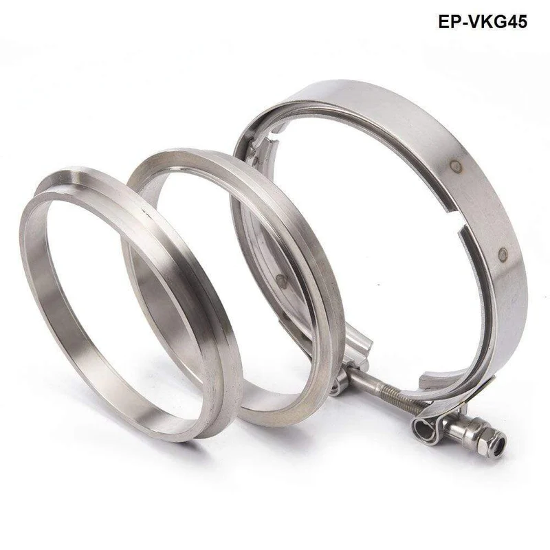 Rennwagen-T304-Edelstahl-V-Band-Klemmflanschbaugruppe für Abgas-Turbo-Wastegate-Rohr mit 4.5 Zoll Außendurchmesser EP-VKG45