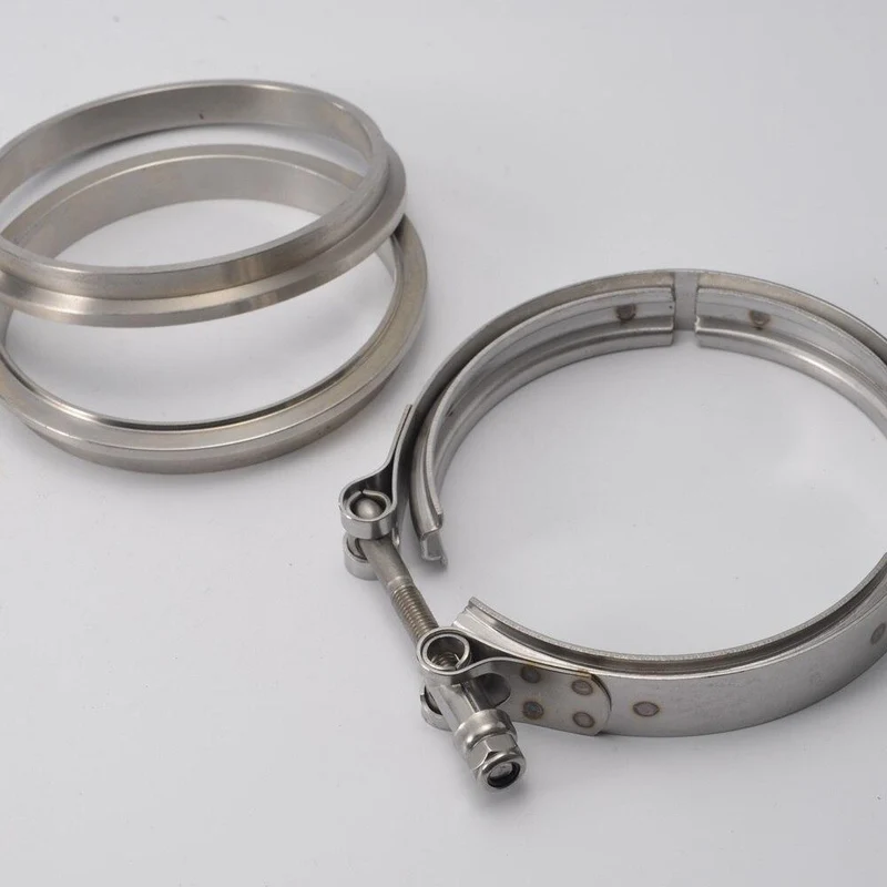 Rennwagen-T304-Edelstahl-V-Band-Klemmflanschbaugruppe für Abgas-Turbo-Wastegate-Rohr mit 4.5 Zoll Außendurchmesser EP-VKG45