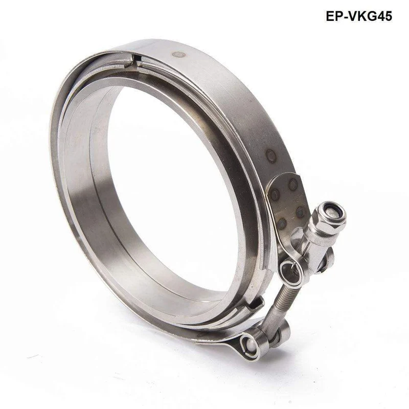 Rennwagen-T304-Edelstahl-V-Band-Klemmflanschbaugruppe für Abgas-Turbo-Wastegate-Rohr mit 4.5 Zoll Außendurchmesser EP-VKG45
