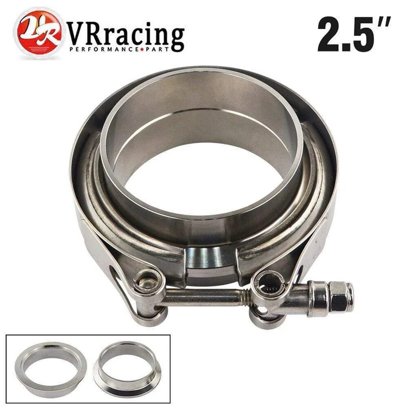 VR – 2.5-Zoll-Auspuff-V-Band-Klemmflansch-Kit aus SUS 304-Stahl mit Schnellverschluss, männlich, weiblich, Flansch oder normaler Typ