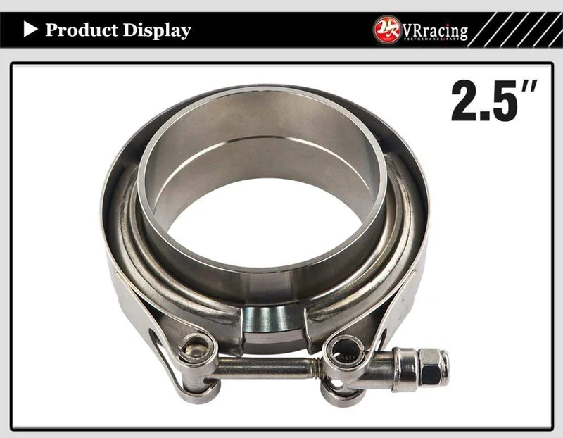 VR – 2.5-Zoll-Auspuff-V-Band-Klemmflansch-Kit aus SUS 304-Stahl mit Schnellverschluss, männlich, weiblich, Flansch oder normaler Typ