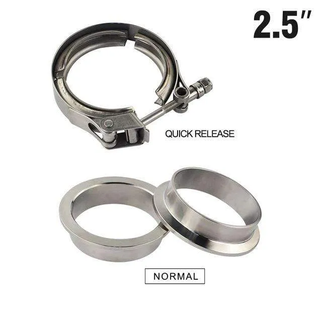 VR – 2.5-Zoll-Auspuff-V-Band-Klemmflansch-Kit aus SUS 304-Stahl mit Schnellverschluss, männlich, weiblich, Flansch oder normaler Typ