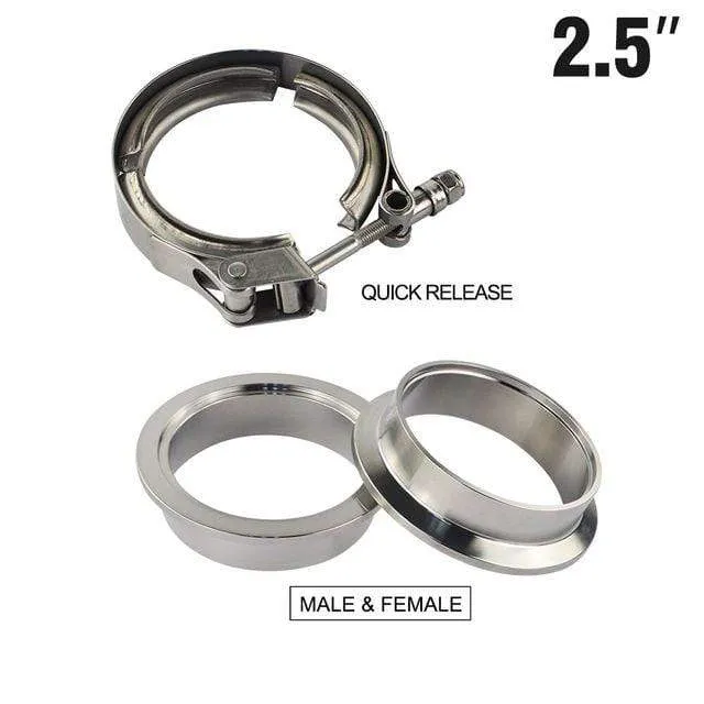 VR – 2.5-Zoll-Auspuff-V-Band-Klemmflansch-Kit aus SUS 304-Stahl mit Schnellverschluss, männlich, weiblich, Flansch oder normaler Typ