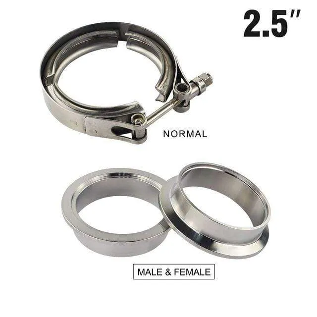 VR – 2.5-Zoll-Auspuff-V-Band-Klemmflansch-Kit aus SUS 304-Stahl mit Schnellverschluss, männlich, weiblich, Flansch oder normaler Typ