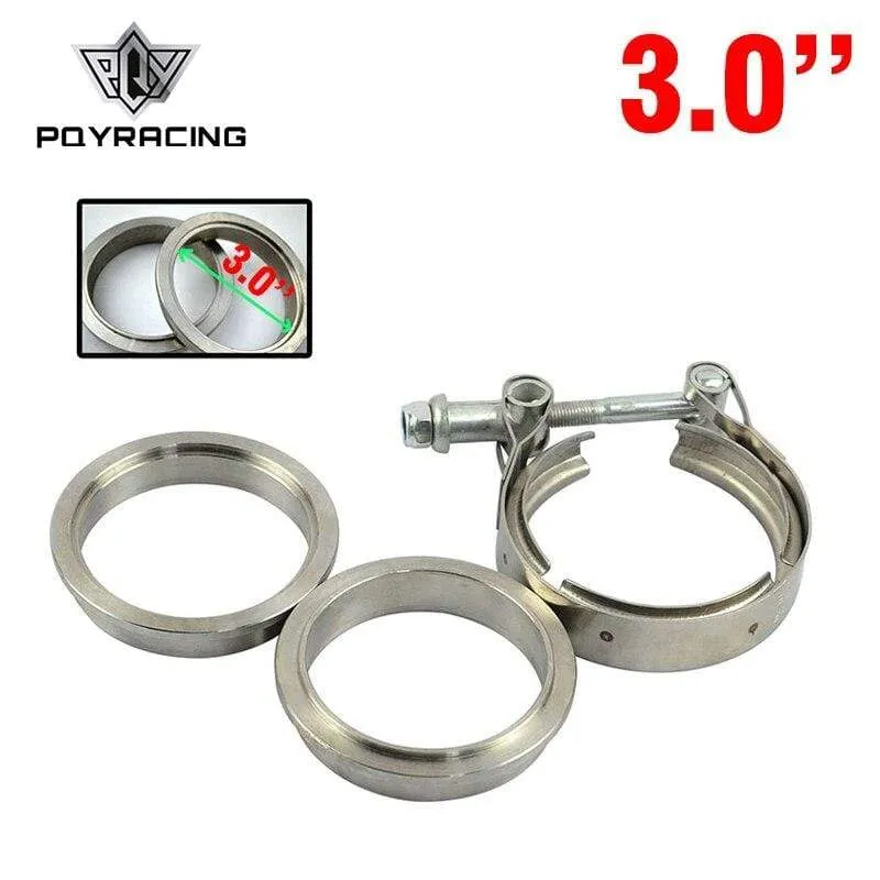 PQY – Neuer 3-Zoll-V-Band-Klemmflanschsatz (Edelstahl 201) für Turbo-Auspuff-Fallrohr PQY5232